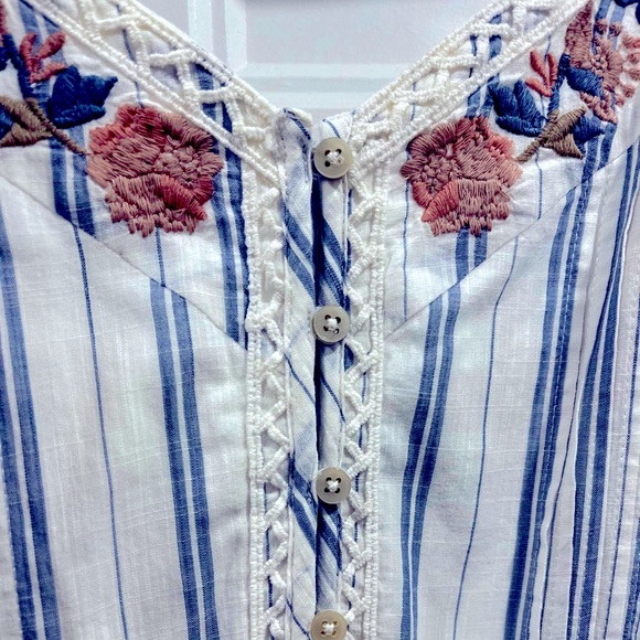 Abercrombie & Fitch White and blue light dress with embroidered details - Picture 8 of 9